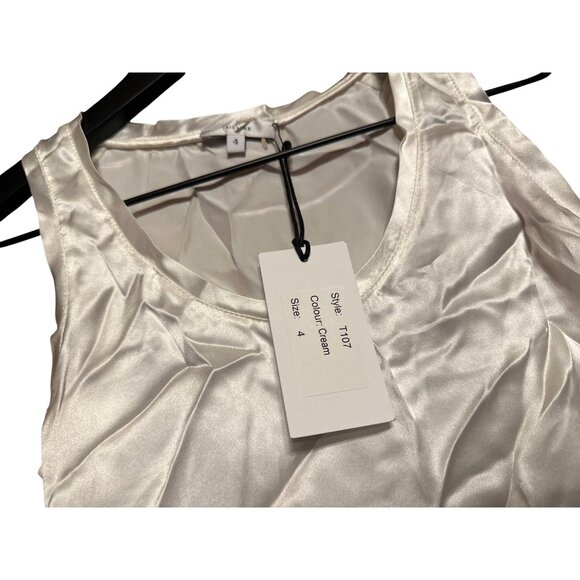 Iris & Ink White Organic Silk Tank Top Organic Sleeveless Blouse Size UK 4 US 0 - Picture 3 of 5